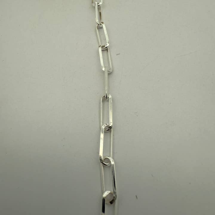 Purity Beads - Wholesale Craft Supplies - Paperclip Chain Thick Paper Clip Sterling Solid Silver Chain Rectangular Triangle Wire 1mm Chain, Size 11.4mmX4.2mm | 1 Foot1