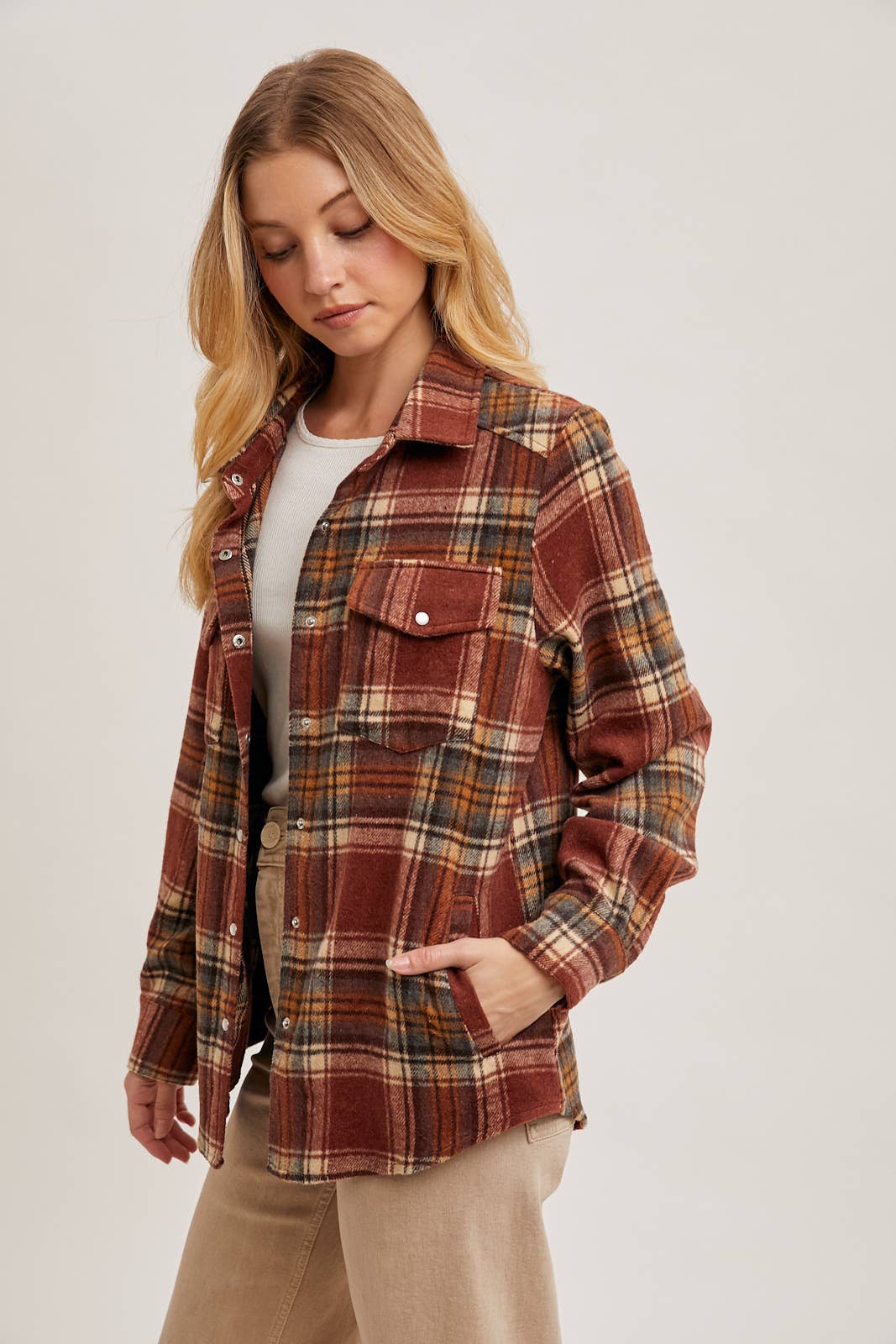 Bluivy - Wholesale Shirt Jacket/Shacket - Women's - BUTTON DOWN PLAID SHACKET16