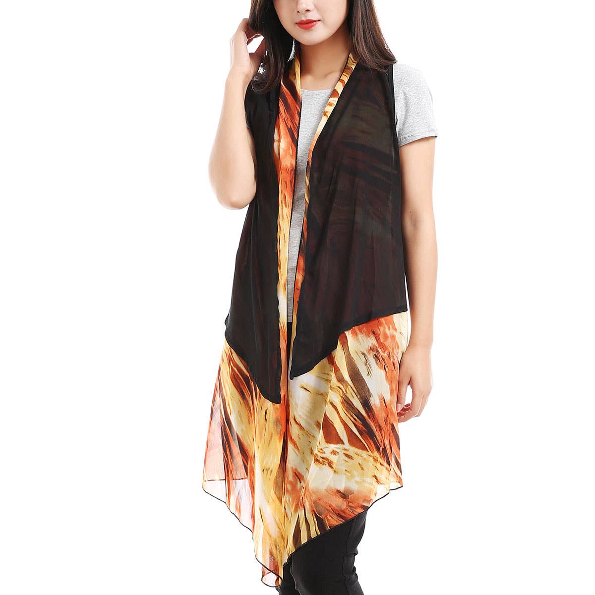 Mad Style - Wholesale Kimono - Women's - Orange 2 Pc Sleeveless Kimono0