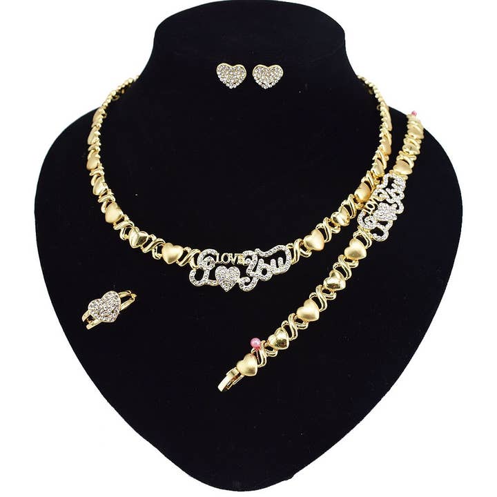 HUGS &KISSES xo set I love you gold Plated #5 for wholesale by JoeyTheJewelry