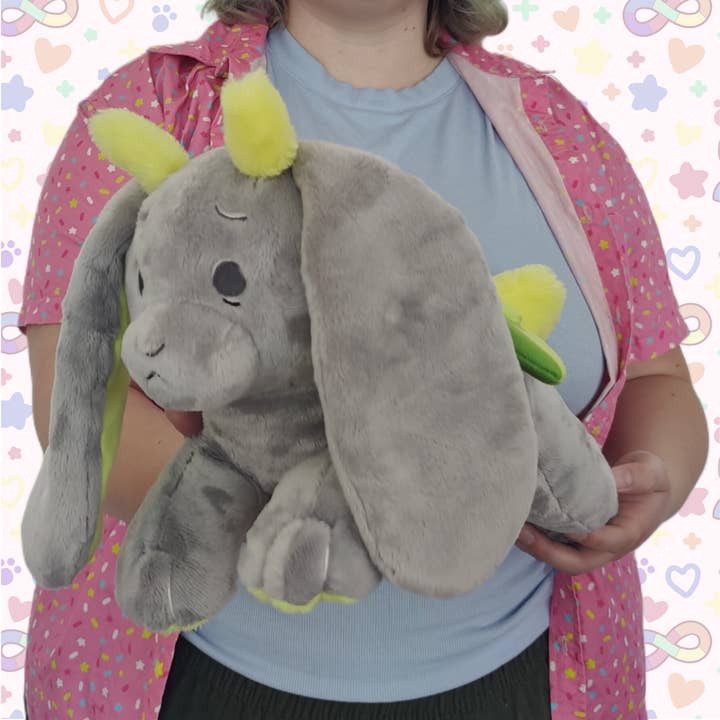 ash the anxiety bunny laying cuddle plushie! for wholesale by Hannimations