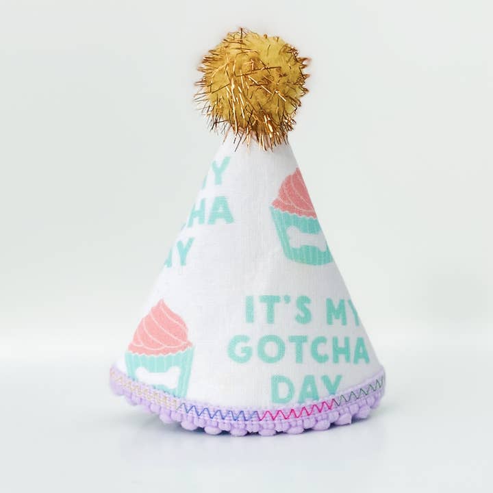 Dog Gotcha Day pawty hat mint and pink pastel pupcakes for wholesale by doggish