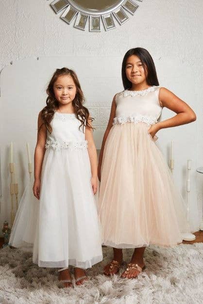 Kid's Dream - Wholesale Dress - Kids - Luxurious Princess Ballgown Girls Dress with Floral Trim5
