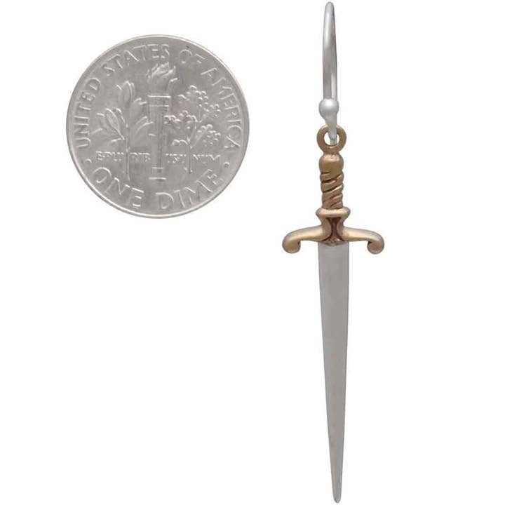 Nina Designs - Wholesale Dangle earrings - Sterling Silver Sword Dangle Earrings 38x10mm5