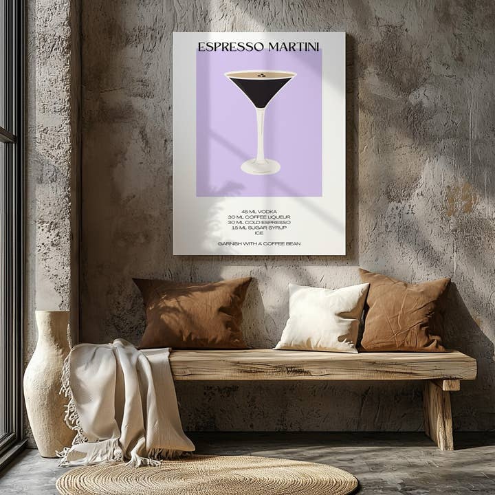 House Prints - Wholesale Art print - Chic Espresso Martini Recipe - Framed Canvas Wall Art Print4