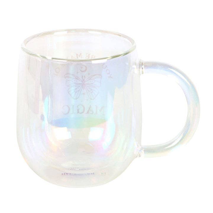 Something Different Wholesale - Venta al por mayor Taza - Taza de Vidrio de Doble Pared Iridiscente Eres Hecho de Magia