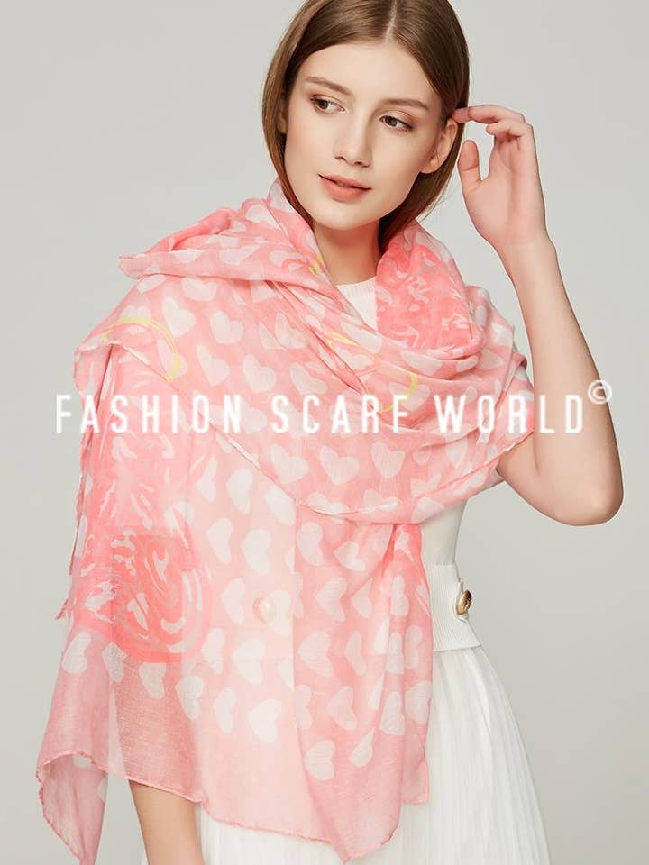 Heart To Heart Print Scarf for wholesale by Fashion Scarf World