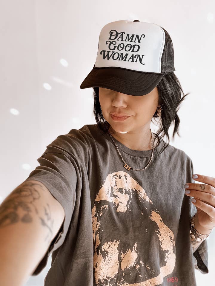 Damn good woman feminist trendy Trucker Hat - Black/White for wholesale by WE THE BABES