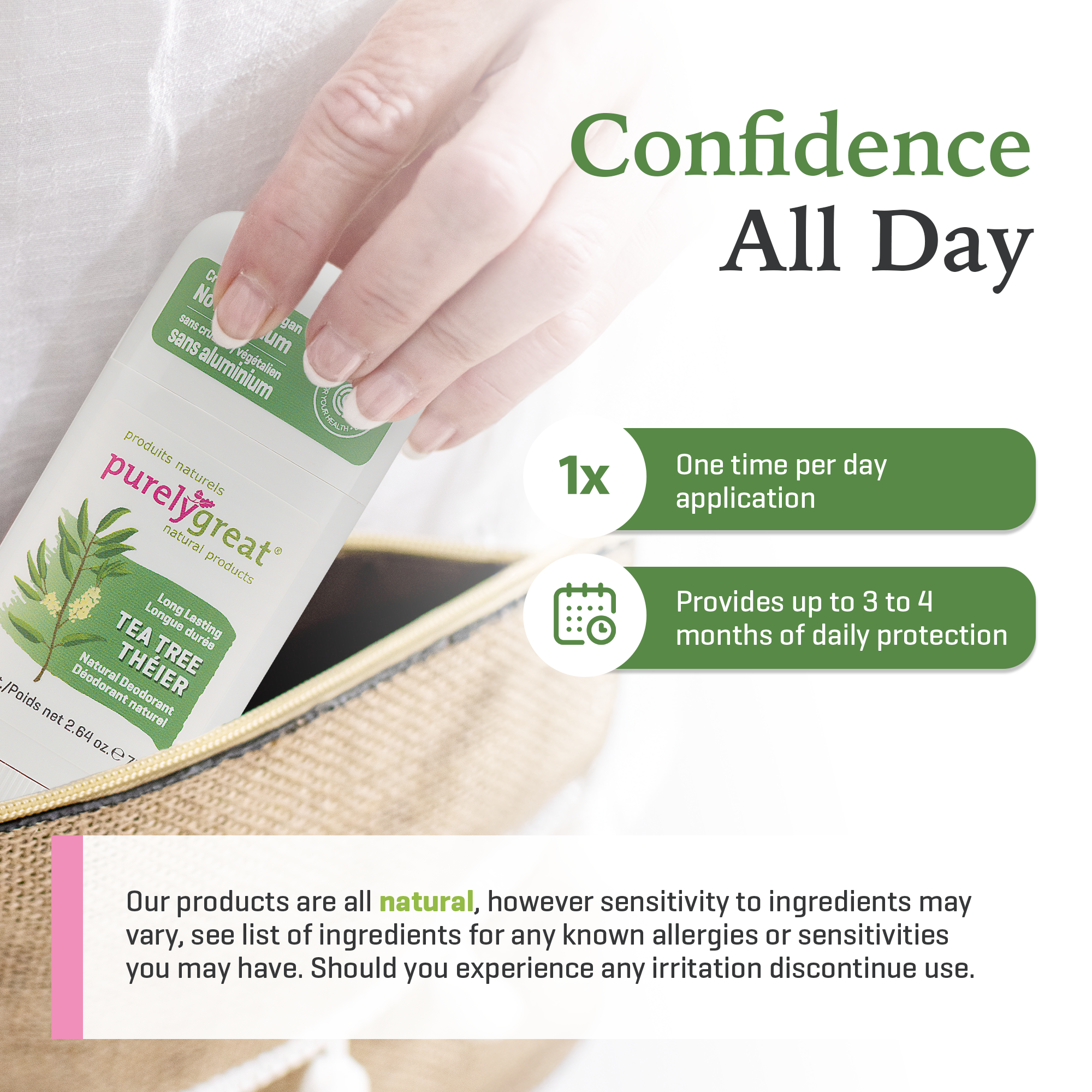 Purelygreat Natural Deodorants - Wholesale Deodorant - Unisex - Purelygreat Stick Deodorant - Tea Tree5