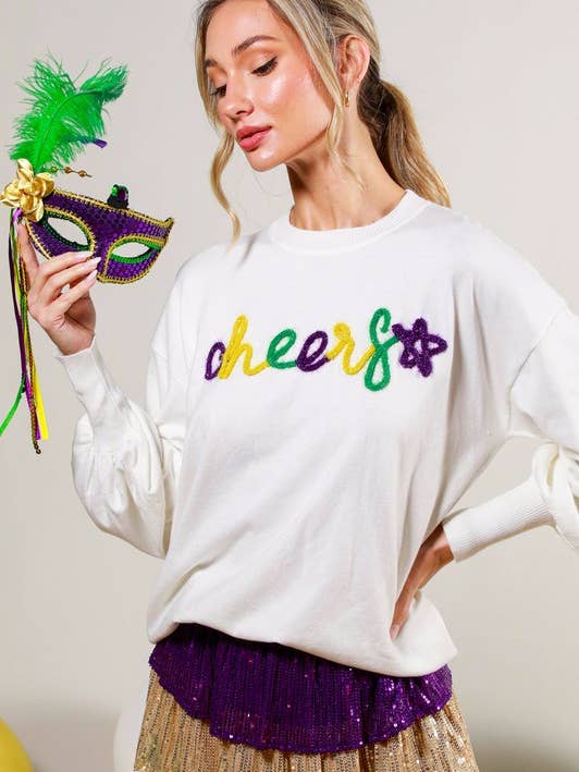 GLITTER LETTER DETAIL SWEATER TOP for wholesale by Pink Irene Wholesale