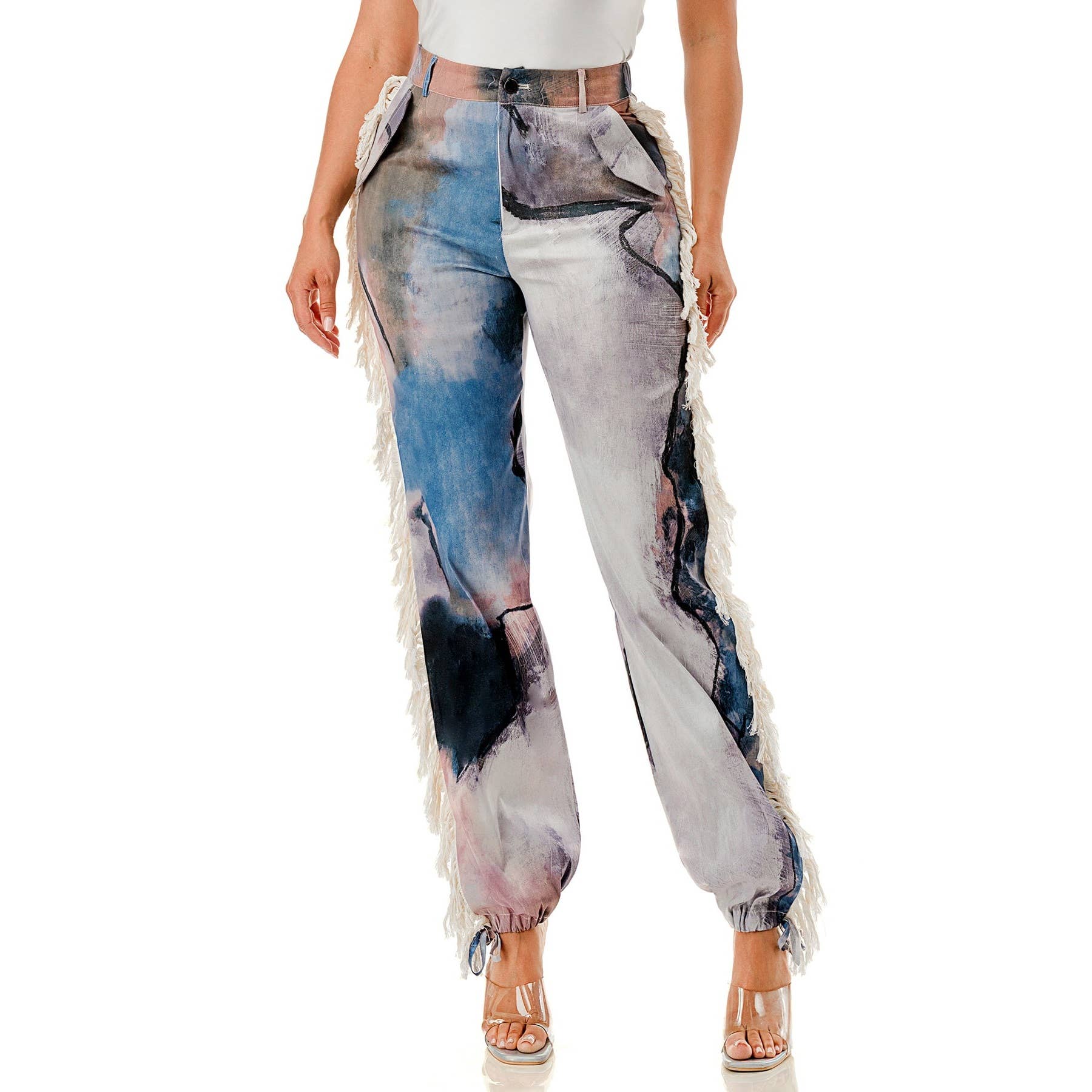 DORCAS - Vendita all'ingrosso Pantalone - Donna - Pantaloni con nappine laterali, fascia elastica in vita e tasche laterali12