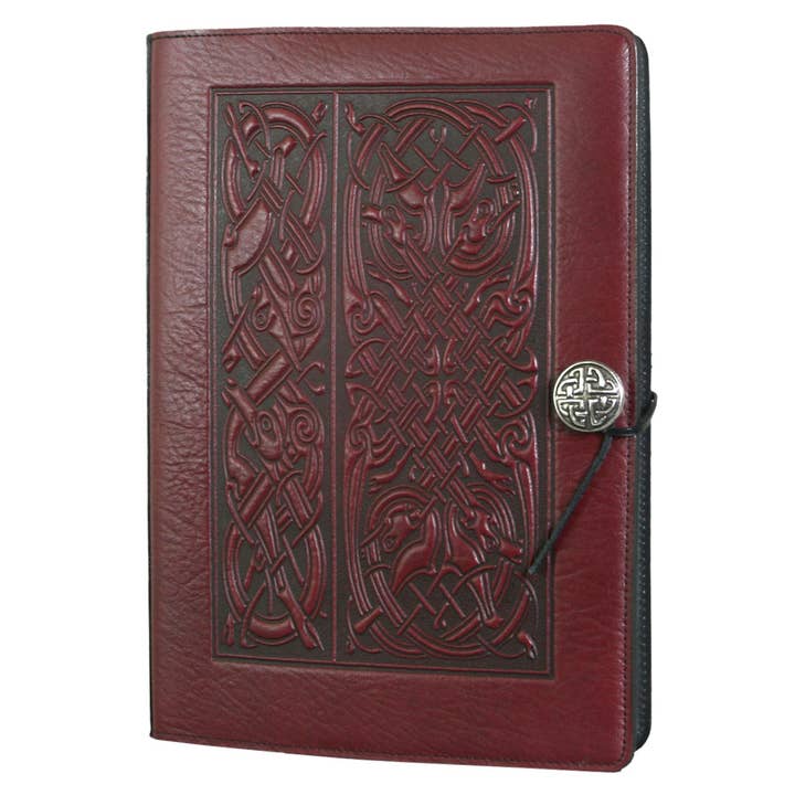 Extra Large Leather Journal, Sketchbook, Celtic Hounds for wholesale by Oberon Design