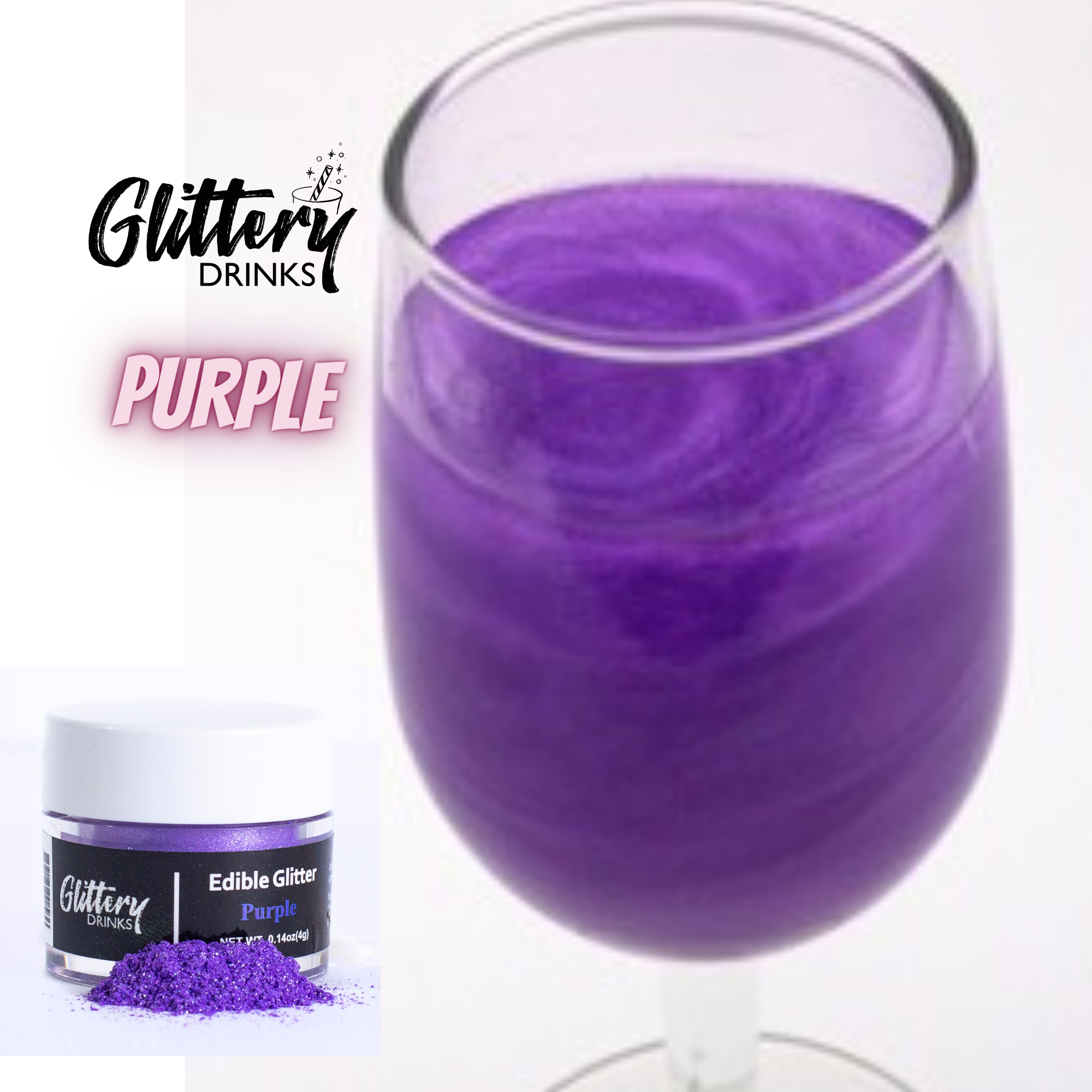Glittery - Edible, Cosmetic and Biodegradable Glitter Products – drink topper por atacado – Pó Brilhante Comestível para Bebidas - Glitter em Cores Variadas10