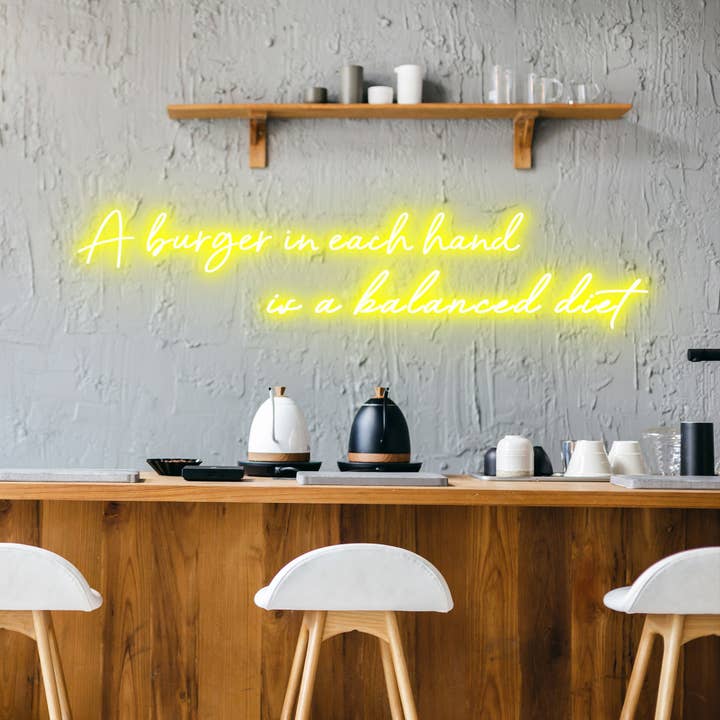 NexGenow - Wholesale Neon sign - Burger Balanced Diet - Neon Sign - Burger Neon5