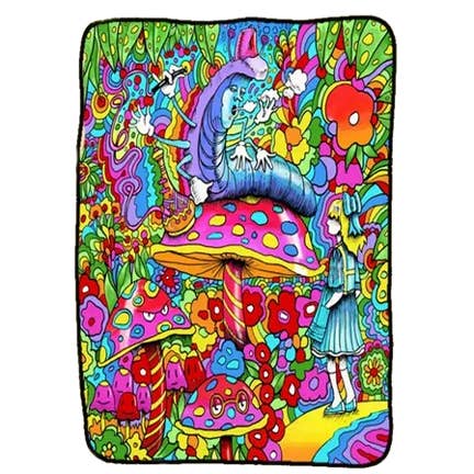 Alice In Wonderland Caterpillar Mushroom Fleece Throw for wholesale by Gypsy Rose