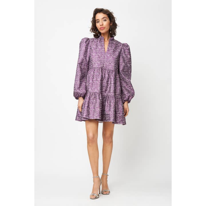 Robe Riley violette métallisée pour la vente par Fresha London