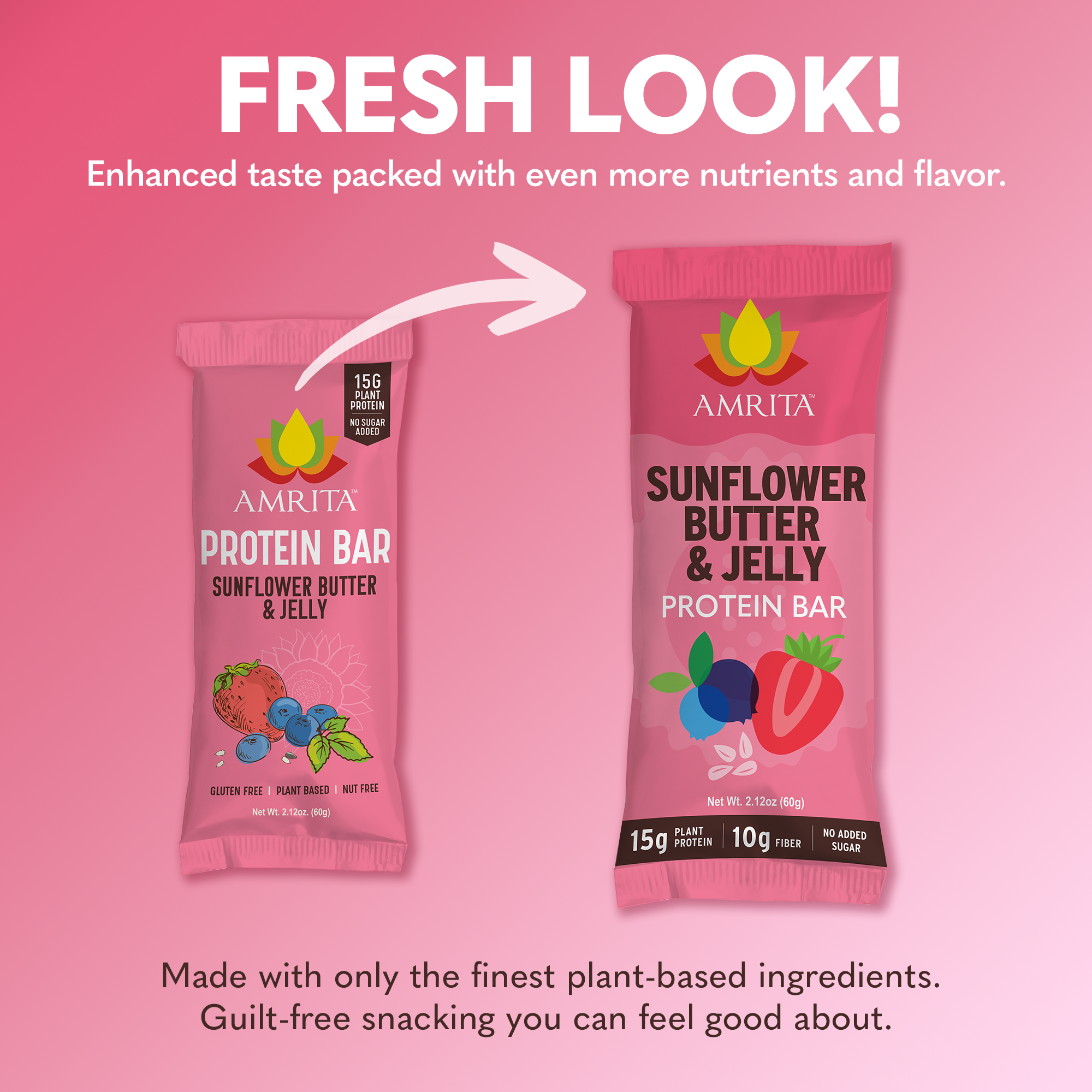 Amrita Health Foods - Wholesale Snack Bar - Sunflower Butter & Jelly High Protein Bars, High Fiber, GF2