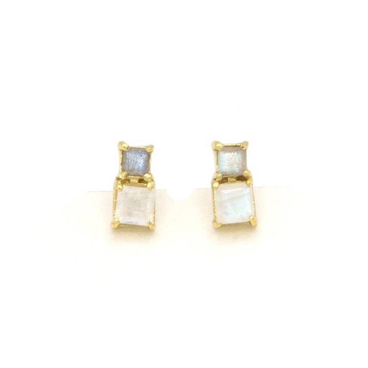 Fair Anita - Wholesale Stud/post earrings - Stacked Box Stone Stud Earrings