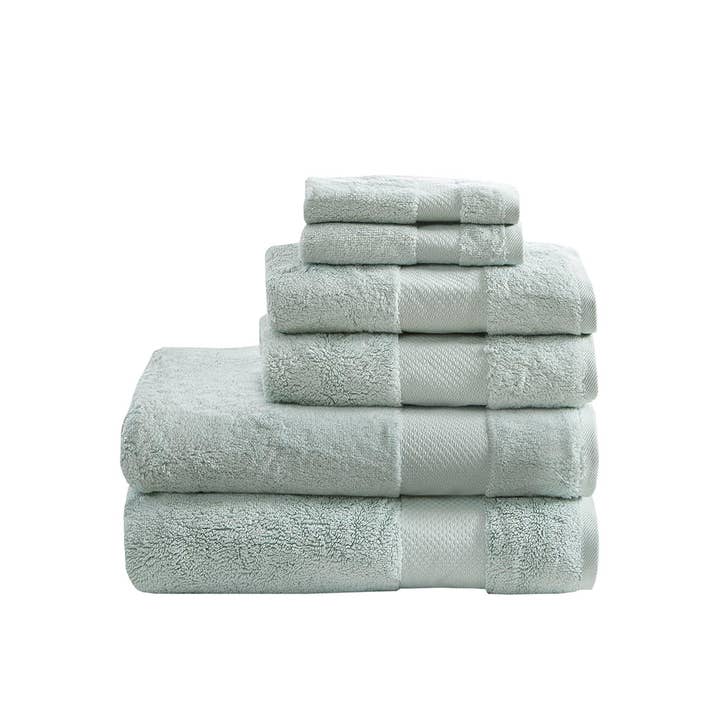 Olliix - Wholesale Towel Set - Turkish Cotton 6-Piece Bathroom Towel Set, Seafoam
