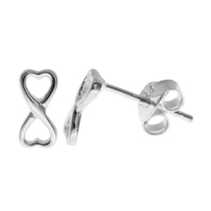 Orecchini a perno infinito con doppio cuore Lily per la vendita all'ingrosso da parte di Kali Ma Designs - Sterling Silver Jewellery