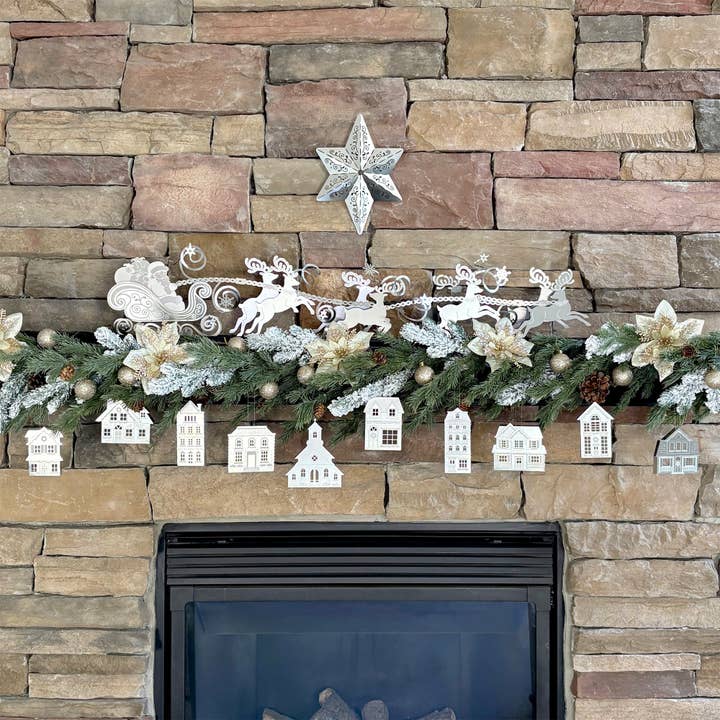 Inspired Indigo - Wholesale Bunting/Garland - Santa and Reindeer Metal Garland10