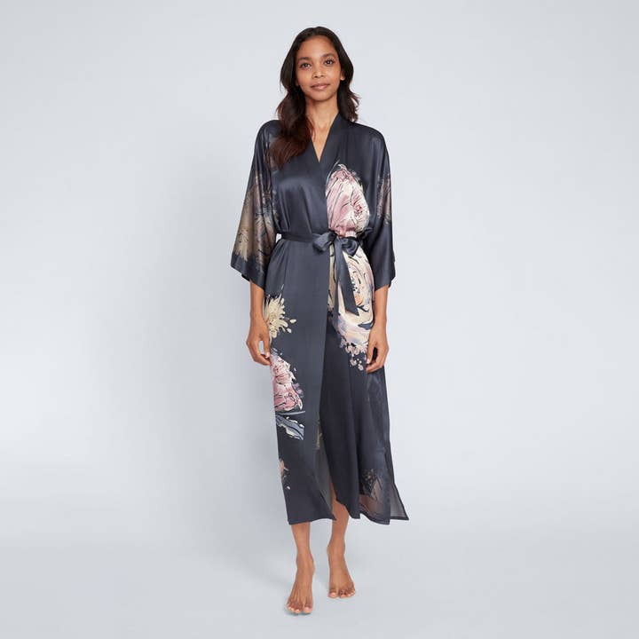 Washable Silk Jia Long Kimono Robe for wholesale by KIM+ONO