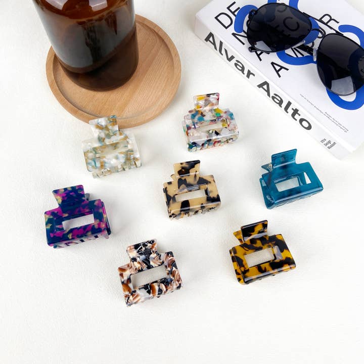 TheDivaSoap - Wholesale Hair Clip - Women's - Square Acetate Hair Clips Multicolor Small Claw Clip