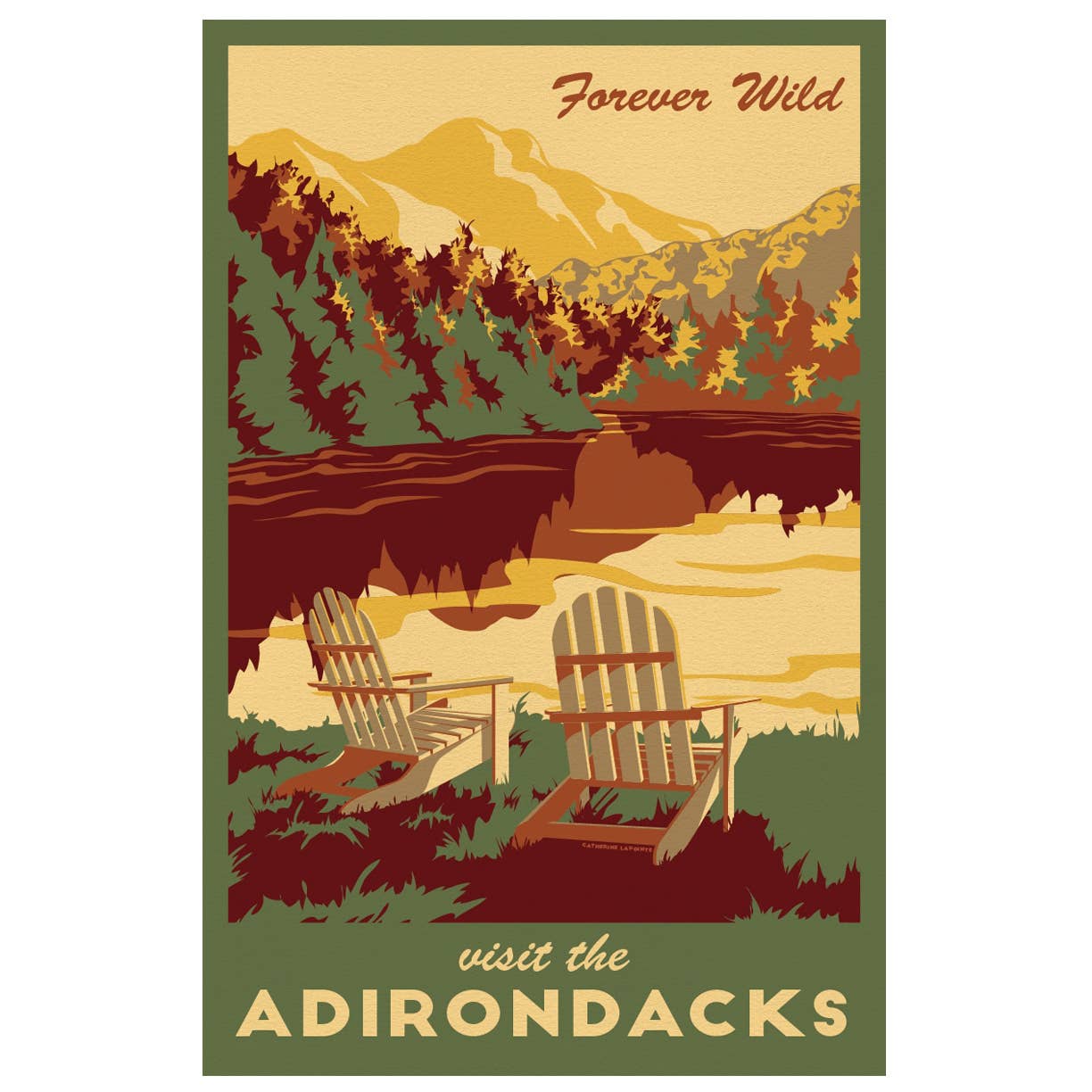 Lionheart Graphics - Wholesale Poster - Visit the Adirondack Mountains Vintage Travel Poster1
