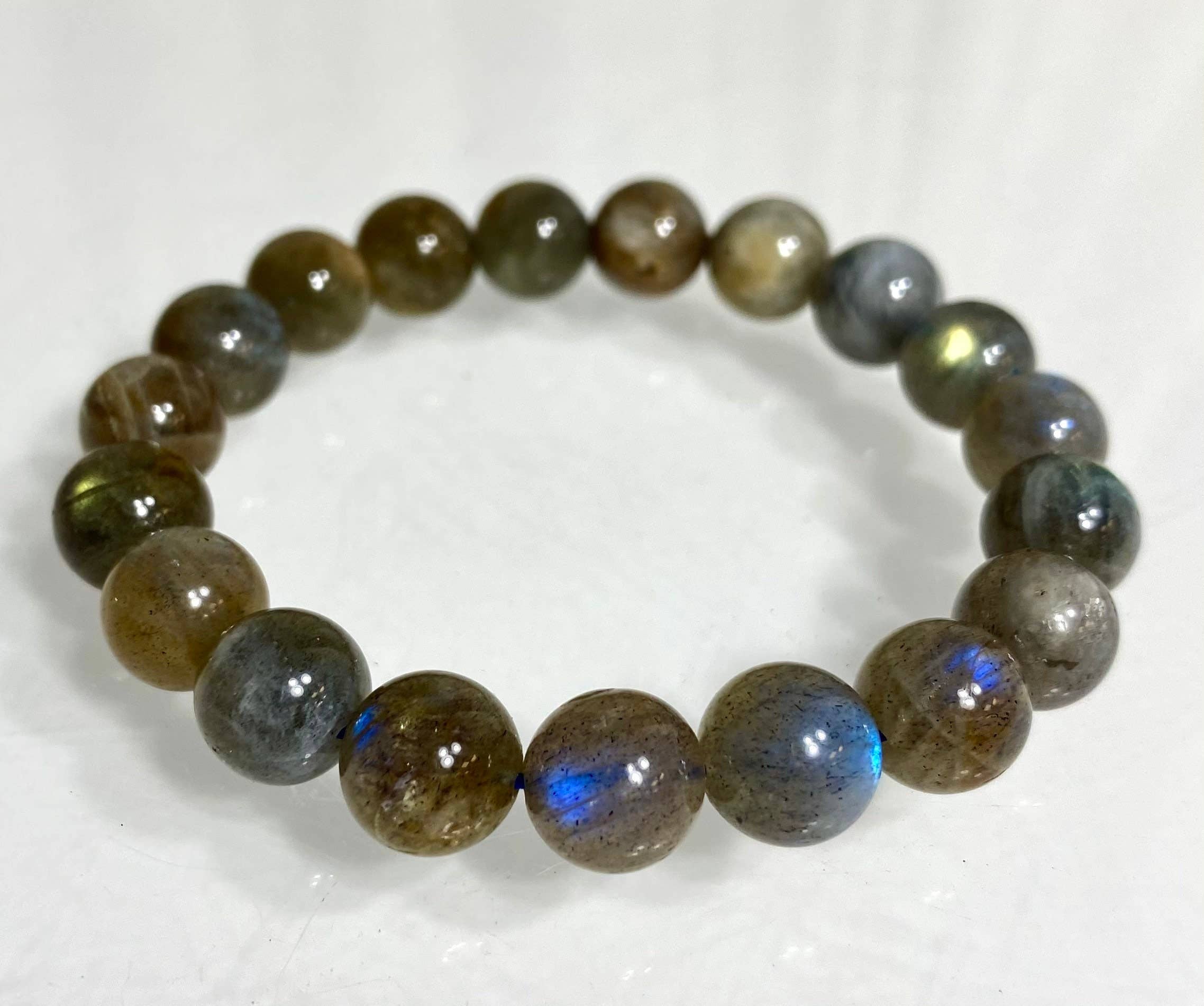KayleeNYC - Vente Bracelet de perles - Bracelet extensible de guérison en cristal de labradorite naturelle 10 mm 8”3
