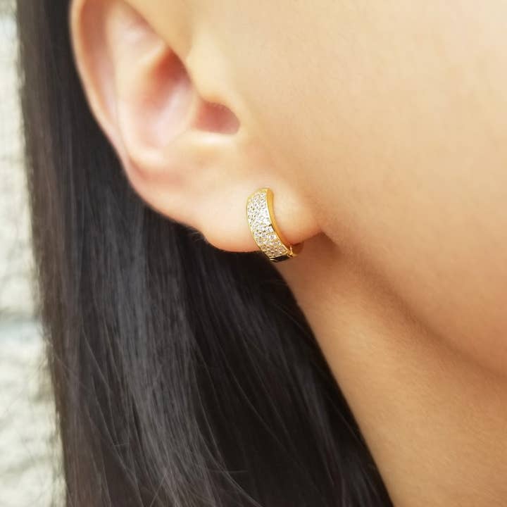 HolyBang Jewels - Wholesale Huggie earrings - PAVED CHUNKY HUGGIE EARRINGS - E-H4116 / E-HT1174 / E-HT11732
