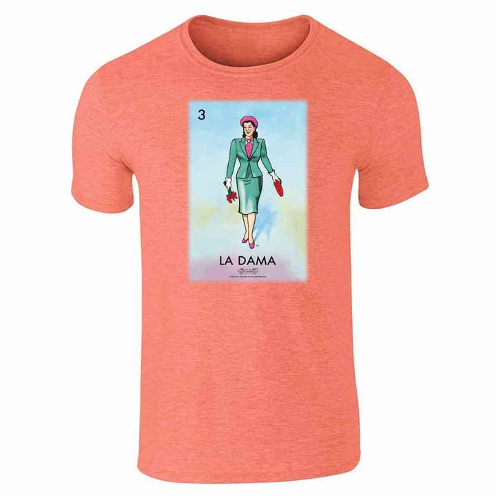 Pop Threads - Venta al por mayor Camiseta serigrafiada - Unisex - Tarjeta de bingo mexicano unisex La Dama para mujer Lady Loteria8