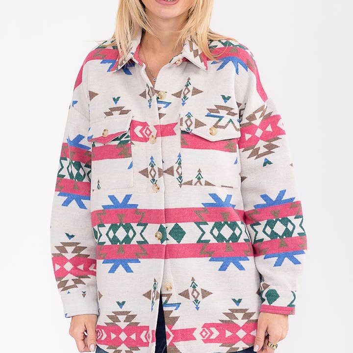 32652J- Western print button-down long-sleeve jacket for wholesale by IWT Brands