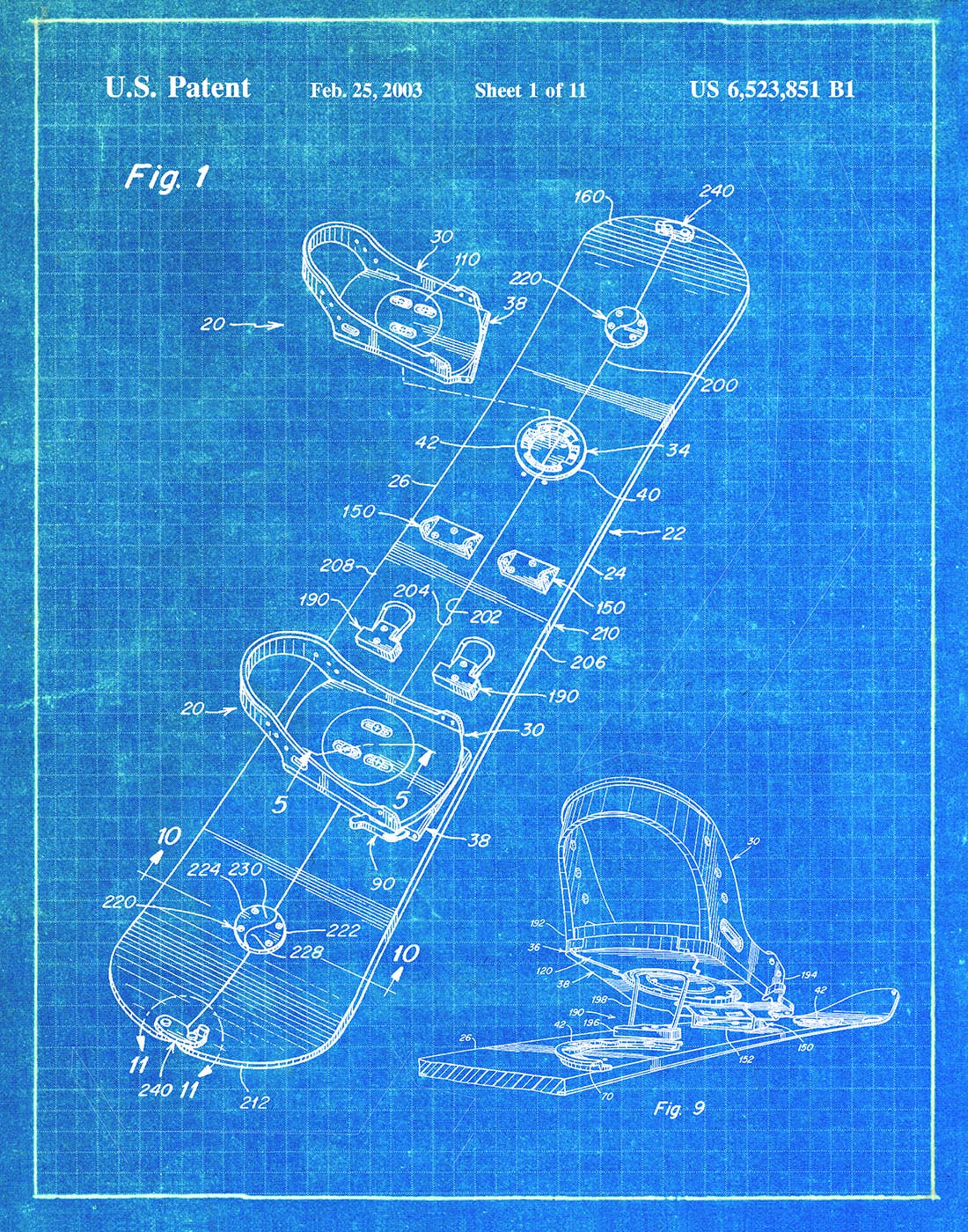 Fresh Prints of CT - Wholesale Art Print - Original Snowboard Patent Art Print  - Snow Sports8