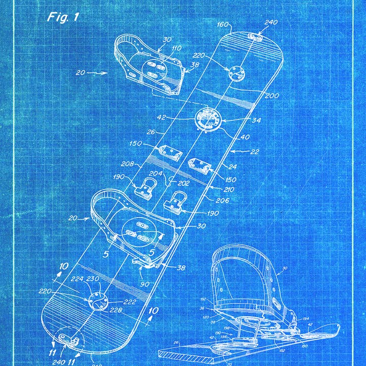 Fresh Prints of CT - Wholesale Art Print - Original Snowboard Patent Art Print - Snow Sports8