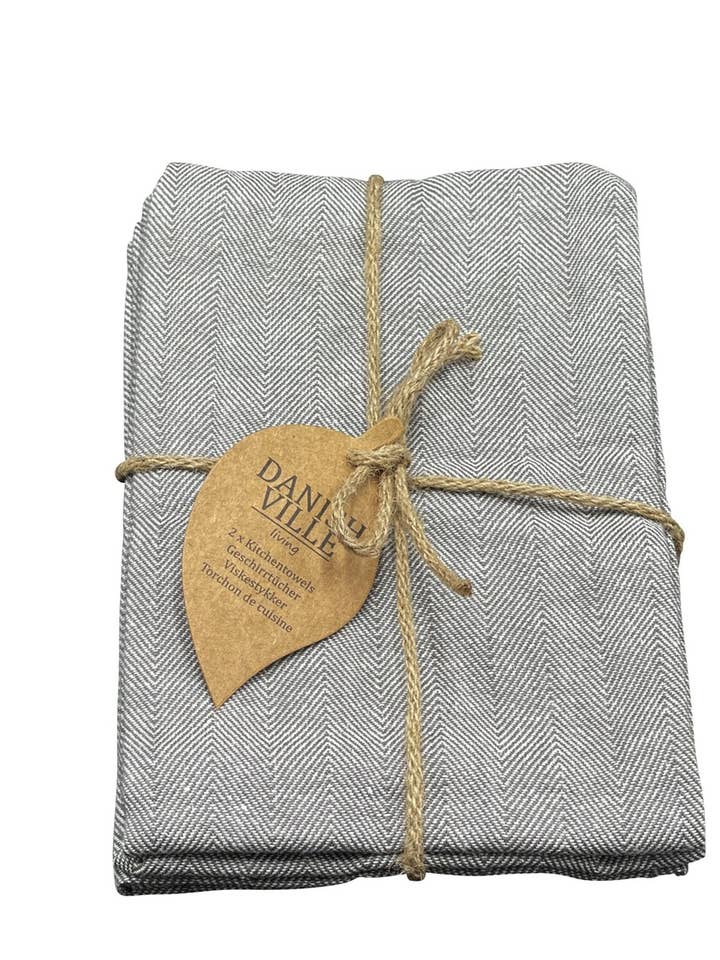 herringbone tea towel, grey/white for wholesale by Danishville
