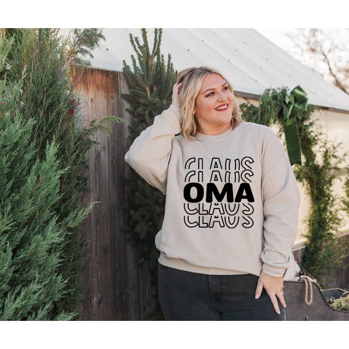 Oma Claus Sweatshirt for wholesale by Tawakoni Tees and Things