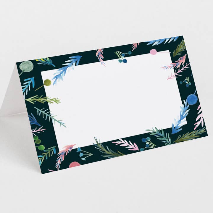 Set of 8 Holiday Watercolor Place Cards - Floral for wholesale by Paper Thistle