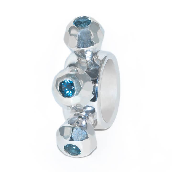 Silver Three Pointed Punk with Aquamarine for wholesale by Rebecca Nadler Designs