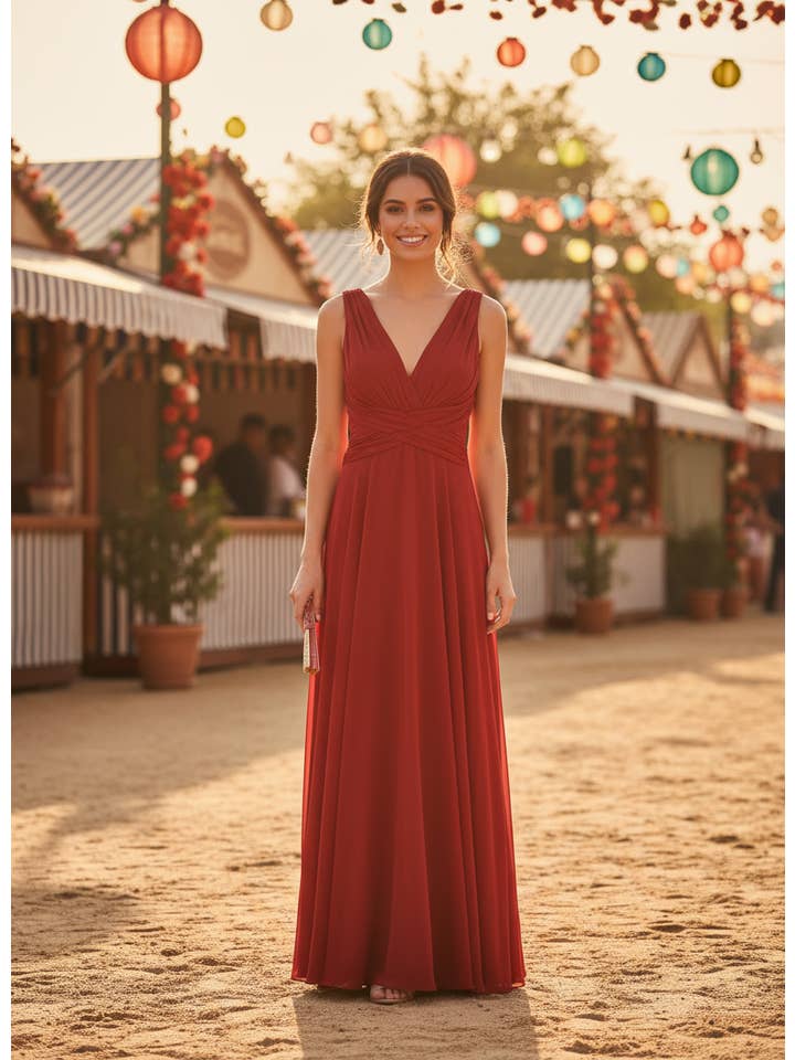 LONG RED INDIAN DRESS 7001 for wholesale on Faire1