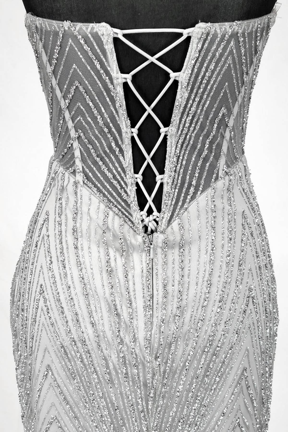 Chicas - Wholesale Gown - Women's - Long sparkling mermaid dress with hanging jewels CF00123