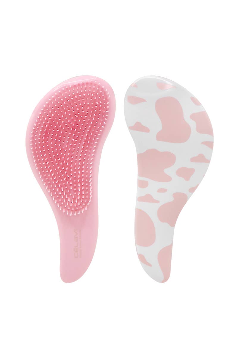 PINEAPPLE Beauty - Wholesale Hair Brush/Comb - Celavi HRF021 Pink Cow Print Detangling Hair Brush - 121