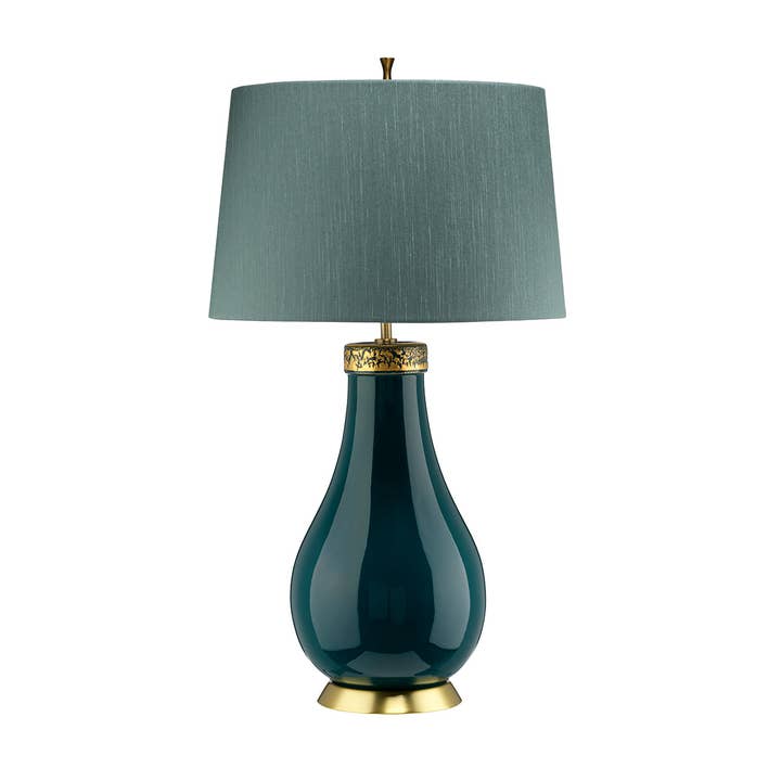 Havering Table Lamp in Azure Turquoise and Aged Brass for wholesale by Lucas McKearn