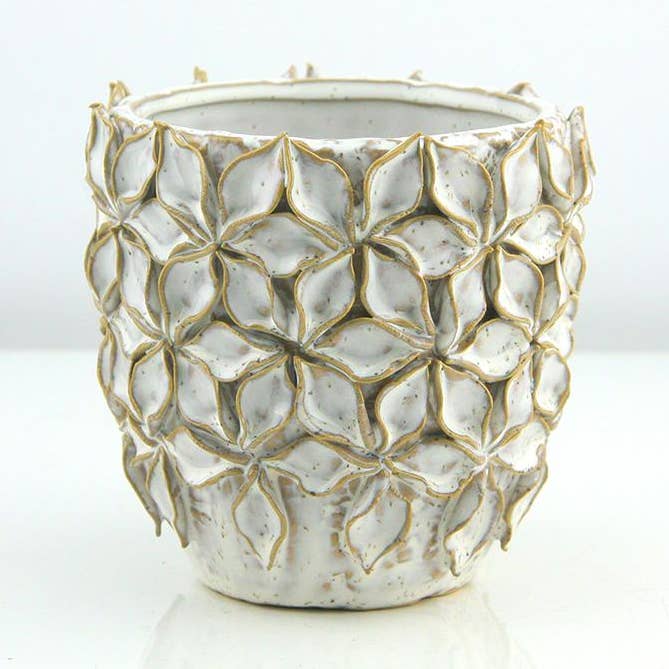 4.5" Tall - Lotus Keramisk Planter, Hvid for engroshandel hos Galore Home