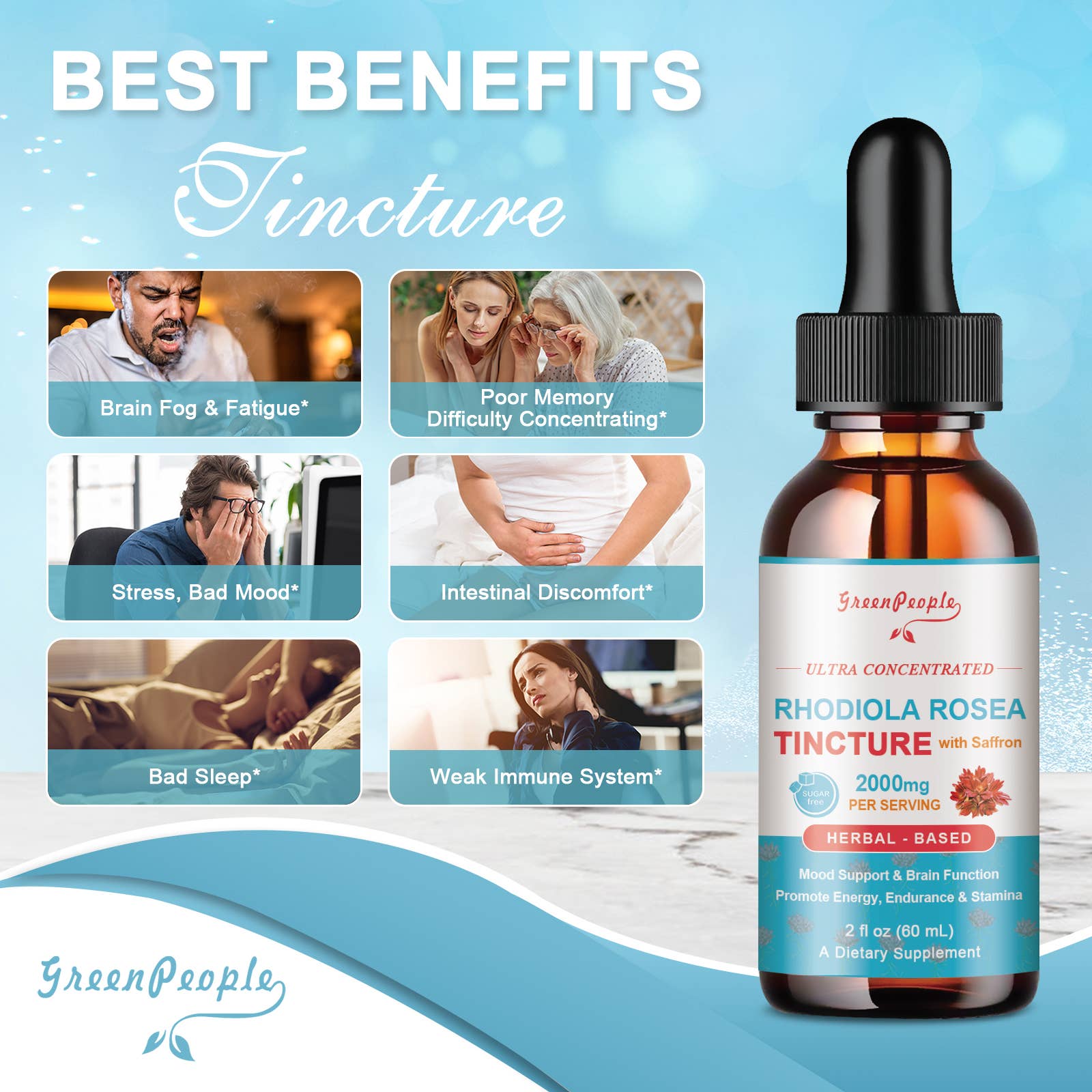 GreenPeople - Vente Supplément oral/vitamine - GREENPEOPLE (Lot de 12) Gouttes de Rhodiola Rosea Teinture 16-en-13