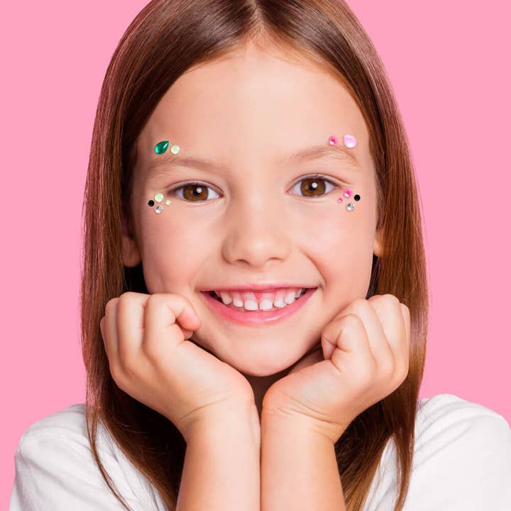 xo, Fetti - Wholesale Temporary Tattoo - Pink and Green Witch Face Gems | Halloween makeup, sparkle3