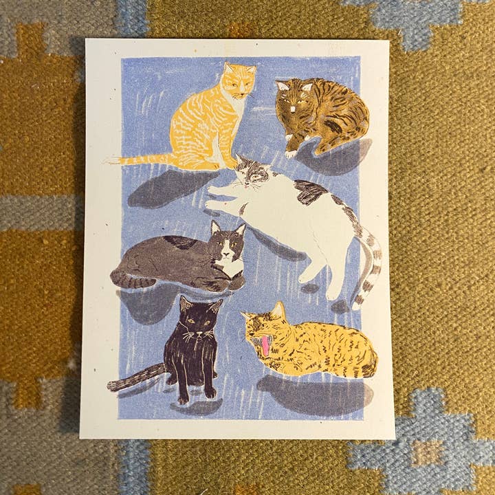 Kitties Risograph for wholesale by mad dog studio