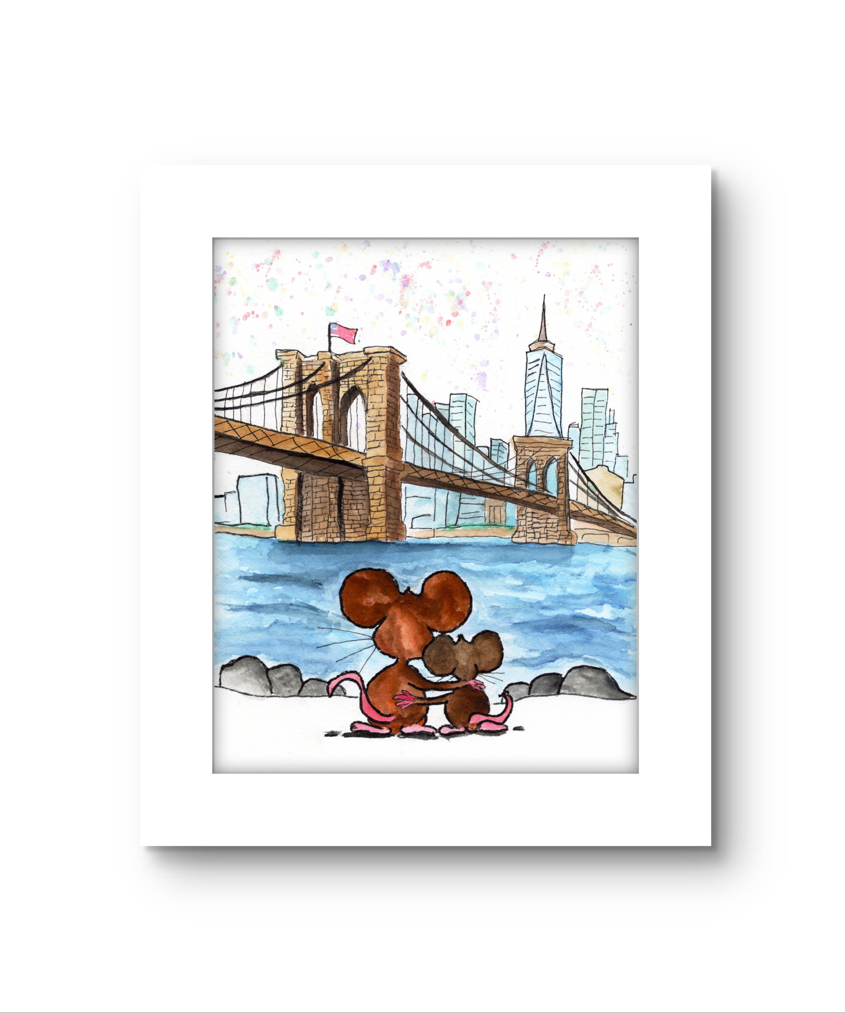 Johnnerdraws - Wholesale Art Print - "Brooklyn-Cheddar Together in Dumbo"-ART Print-HAND PAINTED 0