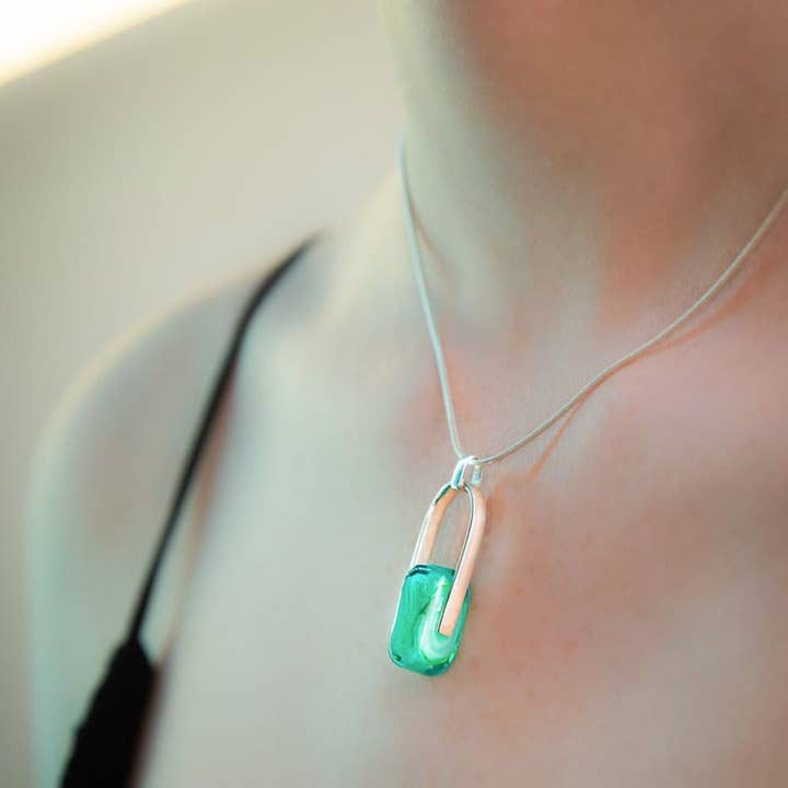 Empire Sea Green - Silver Pendant Necklace for wholesale by OR Design