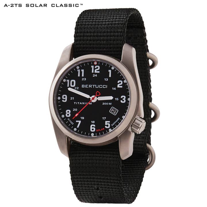 #12800 A-2TS Solar Classic - Nero con Cinturino in Nylon Nero per la vendita all'ingrosso da parte di Bertucci