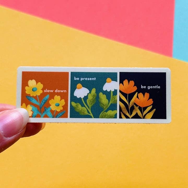 Autocollant floral rectangulaire Slow Down pour la vente par Ellie Jean Art
